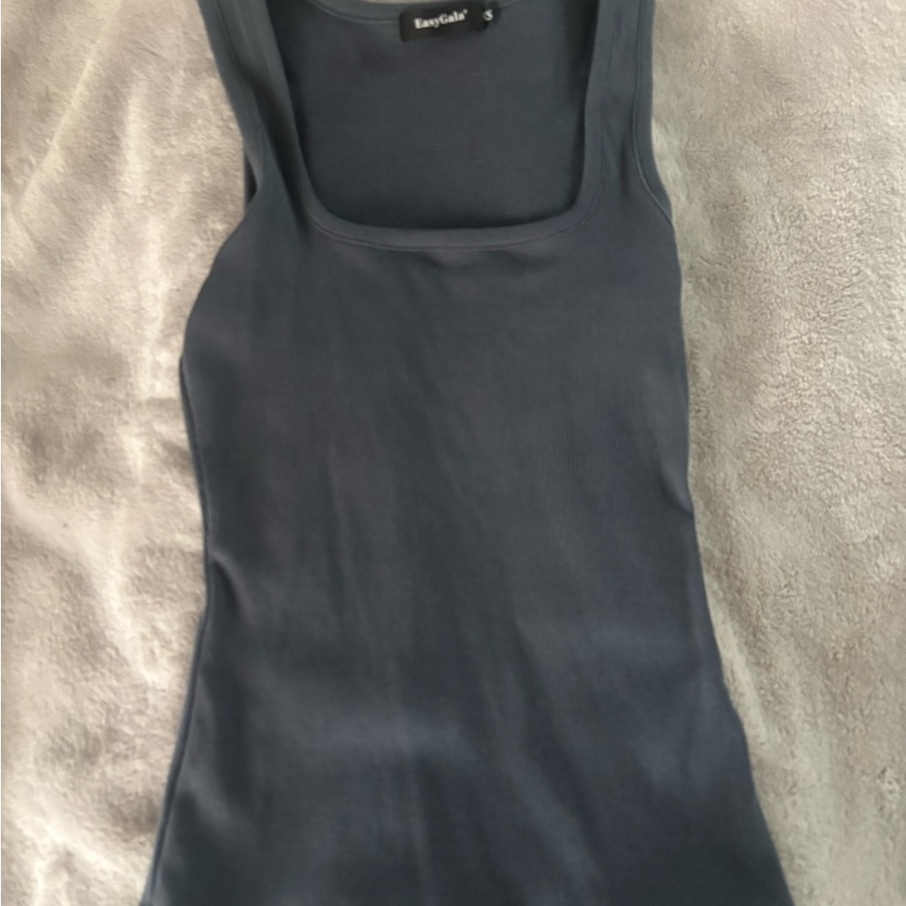 Women's Square Neck Tank Top in Dark Gray